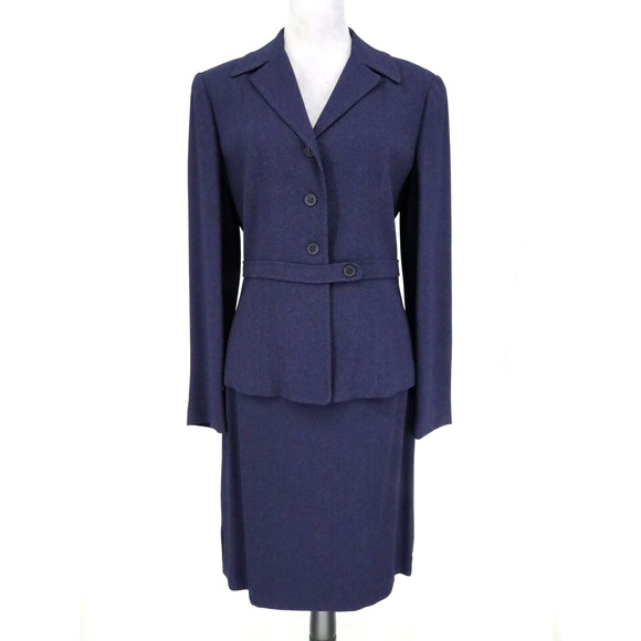 Tahari Jackets & Blazers - Tahari Skirt Suit Womens 8 Navy Blue Crepe Lined Pencil Skirt Blazer Career